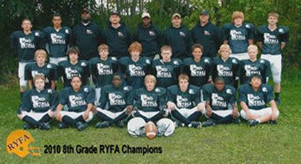 A group of young men in football uniforms.