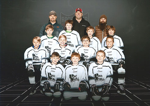 A group of young boys in hockey uniforms.